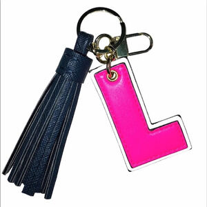 Pink L letter tassel keychain